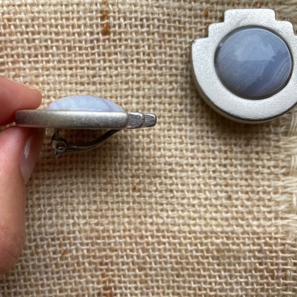 Mark Spirito blue lace agate clip earrings - Picture 5 of 5